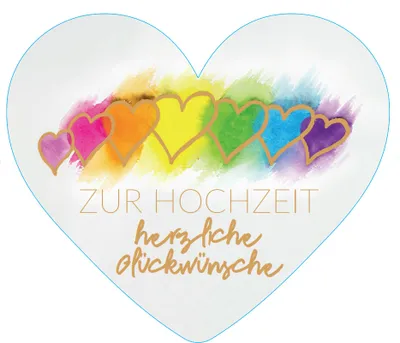 Produktbild von Herzkarte Zur Hochzeit herzliche Glückwünsche, 21x18cm, Danksagung, Postkarte Ansichtskarte Herz Hochzeitskarte