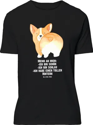 Produktbild von Mr. & Mrs. Panda Größe XL T-Shirt Corgi Po - Schwarz - Geschenk, Sprüche, Shirt, mit Spruch, Tshirt, Achtsamkeit, Hund, Positiv