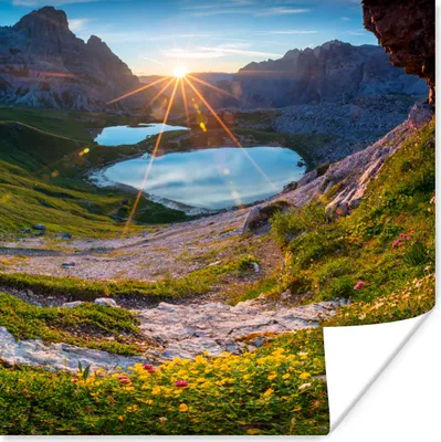 Produktbild von MuchoWow® Poster Alpen - See - Sonne 50x50 cm - Wohnzimmerdekoration