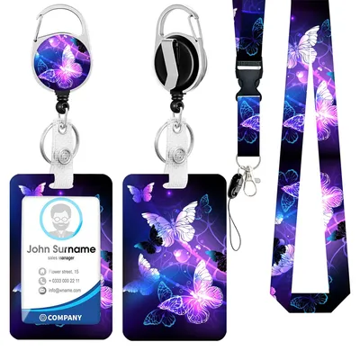Produktbild von Auswelter mit Riemen, einziehbarer Schlüsselanhänger, Lanyard mit Kartenhalter, Busfahrkartenhalter für Kinder, Auswelter, Kartenhalter, Schmetterling