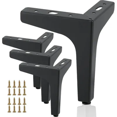 4 Metall-Möbelfüße, schwarz, 15 cm, bis 800 kg
