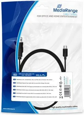 Obrázok produktu pre MediaRange MRCS188 USB kábel USB 2.0 1,8 m USB A Mini-USB B čierny