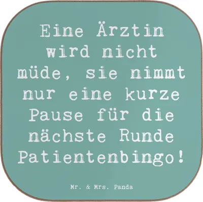 Produktbild von Mr. & Mrs. Panda Tischuntersetzer Spruch Ärztin Pause - Meeresbrise - Geschenk, gläseruntersetzer, Arztpraxis, Untersetzer für Gläser, Berufe, Glas, Berufsliebe, Doktorin