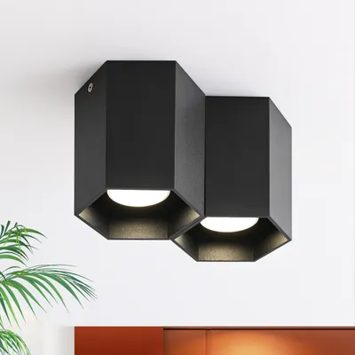 Obrázok produktu pre ZMH stropné svetlo čierne 2 plamene GU10 stropné bodové svetlá LED stropné bodové svetlá povrchová montáž stropné bodové svetlá moderné okrúhle bodové svetlá povrchová montáž svetlo do kuchyne obývačky jedálne