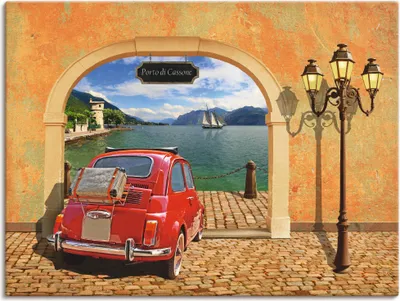 Produktbild von Mausopardia: Kleiner italienischer Hafen, Produkt:Leinwand, Größe:30x40 cm / Leinwand