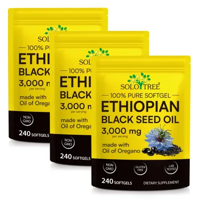 Produktbild von Schwarzkümmelöl Oreganoöl 3000mg Äthiopisches Nigella Sativa Kaltgepresst Natur 3x 240 Softgels