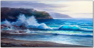 Produktbild von Coloray Bild aus Acryl 120 cm x 60 cm - Dekoration Wohnzimmer Wanddekoration Gehärtetes Acryl Küche Acrylblock mit Bild -  Ozeanwellen