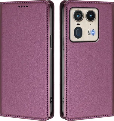 Produktbild von Handyhülle für Motorola Edge 50 Ultra, Kunstleder Klapphülle Stoßfeste Magnetische Hülle mit Ständer Lila
