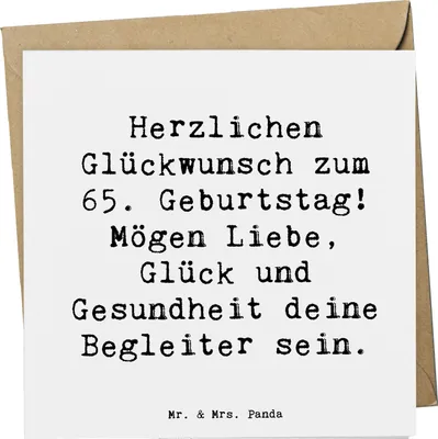 Produktbild von Mr. & Mrs. Panda Glückwunschkarte Spruch 65. Geburtstag - Weiß - Geschenk, Grußkarte, anlasskarte, Feierlichkeit, Grußkarten, Klappkarte, Erinnerungen, doppelkarte, Alter