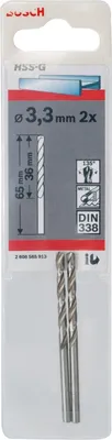 Productafbeelding van Metaalboormachine, HSS-G, standaardmaat 3,3 x 36 x 65 mm
