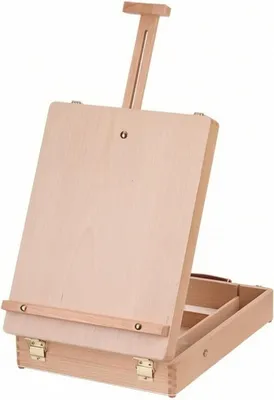 Imagen del producto de Caballete plegable con caja de pinturas. Maletín de artista con caballete, práctico. Caballete de mesa para artistas, escuelas