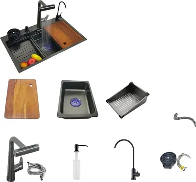 Immagine prodotto di Lavello da cucina in acciaio inox, grande vasca singola, di facile installazione, 68x46cm B