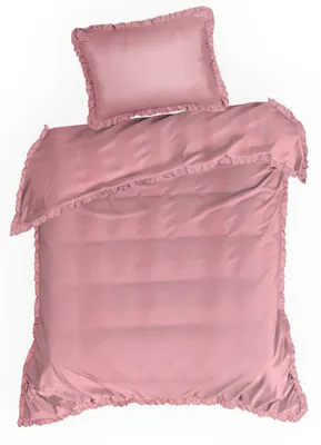 Zdjęcie produktu dla Pościel z mikrofibry MIFAL 140x200 + 70x80 cm różowa z falbanką