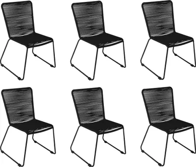 Produktbild von Gartenstuhl Outdoor-Seilstuhl Farbe Schwarz mit Eisen-Gestell in schwarz ISRA (6er Set)