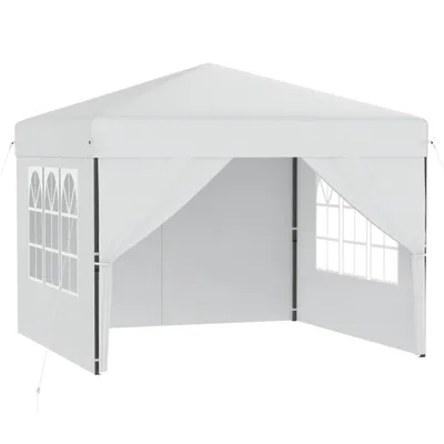 Produktbild von NAIZY 3x3 m Pop-Up Faltpavillon, Schnellaufbau mit Ein-Knopf, wasserdicht & UV-beständig, mit 4 Seitenteilen, inkl. Tasche – Weiß