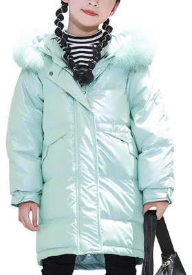 Produktbild von Aeslech Mädchen Daunenjacke Winter Kinder Mantel Mi-Long mit Kapuze Pelz Mädchen