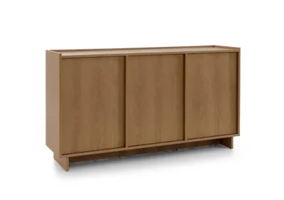 Obrázok produktu pre BETTSO Komoda SUNA Japandi, dub Caramel, bez úchytiek, skriňa do obývačky, 6 priehradiek, 147 x 81 x 39 cm, vhodná pre robotické vysávače