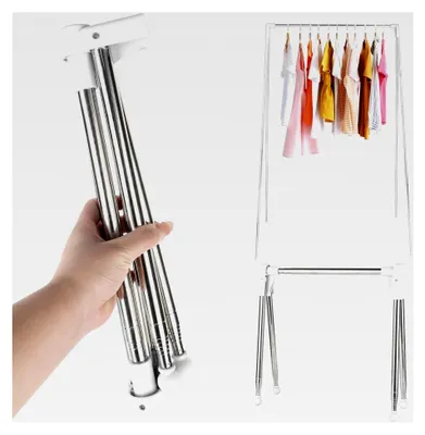 Produktbild von Faltbarer Wäscheständer, tragbar, 33–71,1 cm, zusammenklappbare Kleiderstange für Zuhause, Wäsche, Camping, Reisen, Outdoor, Weiß
