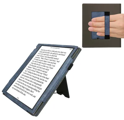 Produktbild von kwmobile Hülle kompatibel mit Pocketbook InkPad Eo / Bigme InkNote Color+ Hülle - Flip Case mit Handschlaufe - Kunstleder Cover - Dunkelblau