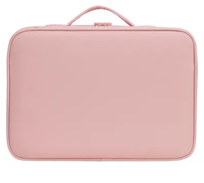Immagine prodotto di INF Borsa Specchio Trucco LED con Batteria Integrata, Ricaricabile USB, Luce Regolabile per Temperatura Colore e Specchio Staccabile - Vanity da Viaggio Grande Capacità Rosa