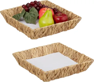 Produktbild von relaxdays 2er Set Obstschalen aus Wasserhyazinthe