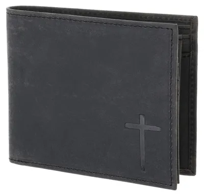 Produktbild von oxmox Leder Geldbörse Leather RFID Protect Querscheinbörse Freedom Cross Embossed Vintage Black schwarz