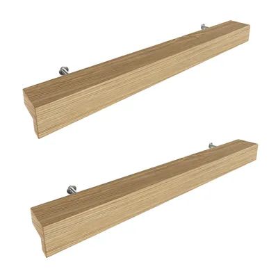 Two wooden handles with screws, presented against a white background.