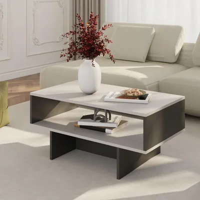 Zdjęcie produktu dla Stolik kawowy Mjölby stolik boczny 36,4 x 80 x 45 cm stolik do salonu prostokątny stolik do sofy biały / antracytowy