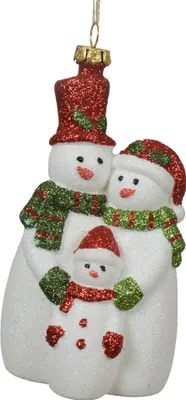 Produktbild von Christbaumschmuck Schneemann Familie Kunststoff 9,5cm Figur Weiß