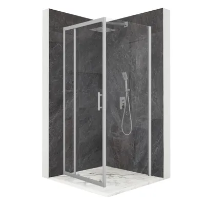 Produktbild von Duschkabine 90 x 90 cm, Schiebetür, silberfarben, ESG-Glas 6 mm + Beschichtung