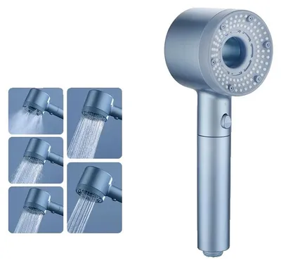 Produktbild von Duschkopf, Druckwasserfluss, 5 Sprühmodi, Blaue Dusche
