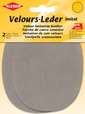 Produktbild von KLEIBER Velour-Aufbügelflecken oval 100 x 130 mm beige 2 Stück