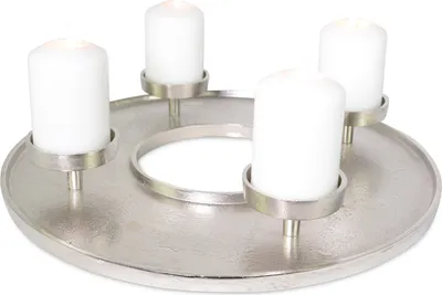 Produktbild von Adventskranz Kranzschale Ø 41 cm | Metall Silber | Kerzen & Deko | 74537