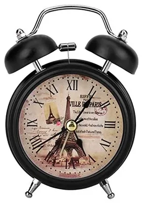 Retro-Metallwecker, analog, schwarz, leise, 11,7 cm