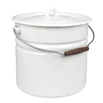 Produktbild von Strömshaga - Eimer mit Deckel und Griff "Emil´s Emaille" 12L (weiss, 28,5x27cm)