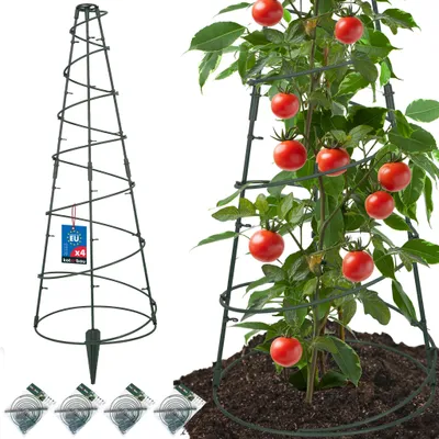 Image de KOTARBAU® Lot de 4 tuteurs modulaires ⌀35 cm, coniques, hauteur 90 cm – Tuteurs pour plantes grimpantes et légumes, notamment les tomates – Tuteurs en plastique