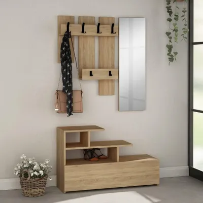 Immagine prodotto di Mobile ingresso rovere oak con scarpiera e specchio Vesty