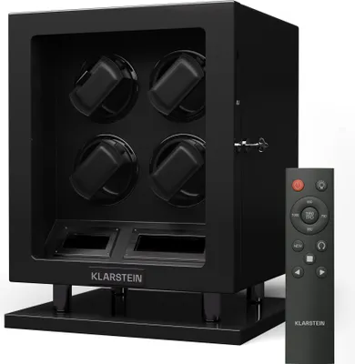 Produktbild von Klarstein Uhrenbeweger für 4 Automatikuhren, mit Acryl-Tür und Schloss, weiße LEDs, 5 TPD Einstellungen, automatischer Watch Winder