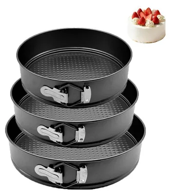 Produktbild von Springform Set 3 Stück Rund 24/26/28 cm Dunkelgrau Antihaftbeschichtet Abnehmbarer Boden