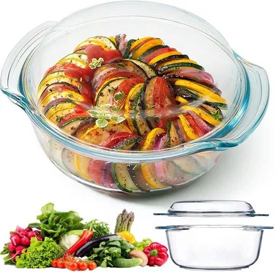 Immagine prodotto di Contenitore per alimenti resistente al calore e alle microonde, adatto alla lavastoviglie, capacità di circa 1,5 litri, dimensioni 20,5 x 23,5 x 10,5 cm