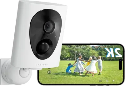 Zdjęcie produktu dla Kamera monitoringu zewnętrzna - kamera do domu - ochrona domu - bezprzewodowa, zasilana baterią - rozdzielczość 2K - biała