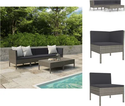 Produktbild von vidaXL 6-tlg. Garten-Lounge-Set mit Auflagen Poly Rattan Grau -  Gartenmöbel-Sets