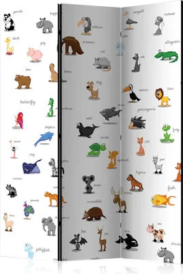 Produktbild von 3-teiliger Doppelseitiger Vlies Paravent - animals (for children) 135x172 cm Für Kinder g-C-0175-z-b
