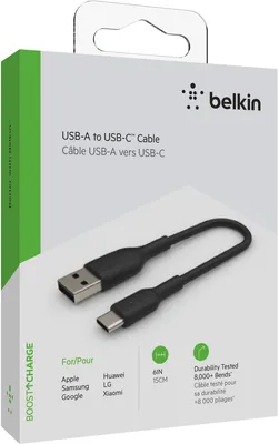 Produktbild von Belkin USB-C/USB-A Kabel    15cm PVC, schwarz        CAB001bt0MBK