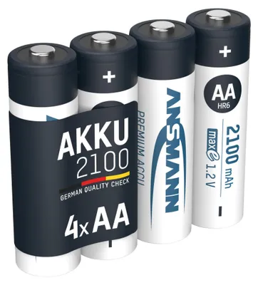 Produktbild von ANSMANN Akku AA 2100mAh Mignon NiMH 1,2V – 1000x wiederaufladbar (4 Stück)