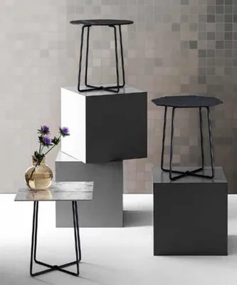 Produktbild von Beistelltisch Edelstahl Arbeitsplatte Marmor Kaffeetisch Design Wohnzimmertisch