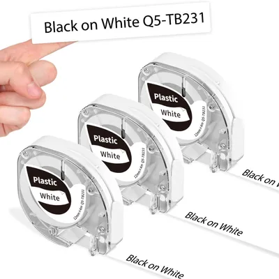 Etikettenband 12 mm x 4 m, schwarz/weiß, 3 Stück, Thermopapier