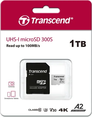 Produktbild von Transcend Micro SDXC Karte 1TB Speicherkarte 300S UHS-I U3 4K A2 V30 Class 10