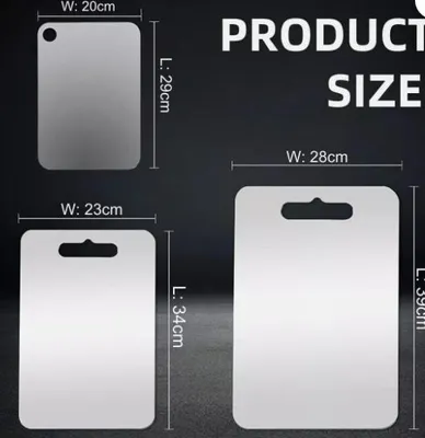 Obrázek produktu pro 3x titanové krájecí desky, oboustranné krájecí desky z nerezové oceli pro kuchyň a kempování