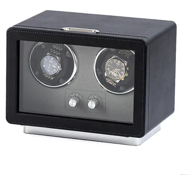 Immagine prodotto di INF Avvolgitore per orologi automatici verticale a doppia testina W161B in Finto cuoio, 5 modalità programmabili, alimentazione Type-C/USB-C e luce LED ambientale